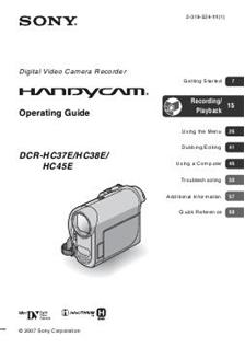 Sony DCR HC 37 E manual. Camera Instructions.
